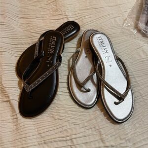 Italian Shoemakers Black and Silver Sandals